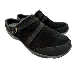 Easy Spirit Womens Equinox Black Suede Slip-On Clogs Size 9M